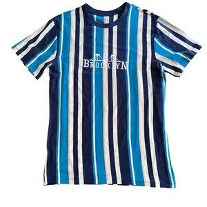 Mens Stripe SS Tee Blue M (38-40) Cotton Blend Casual Shirt